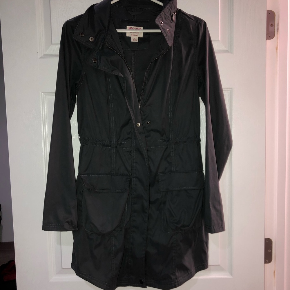 Mossimo Gray Long Jacket With Adjustable Hood - image 1